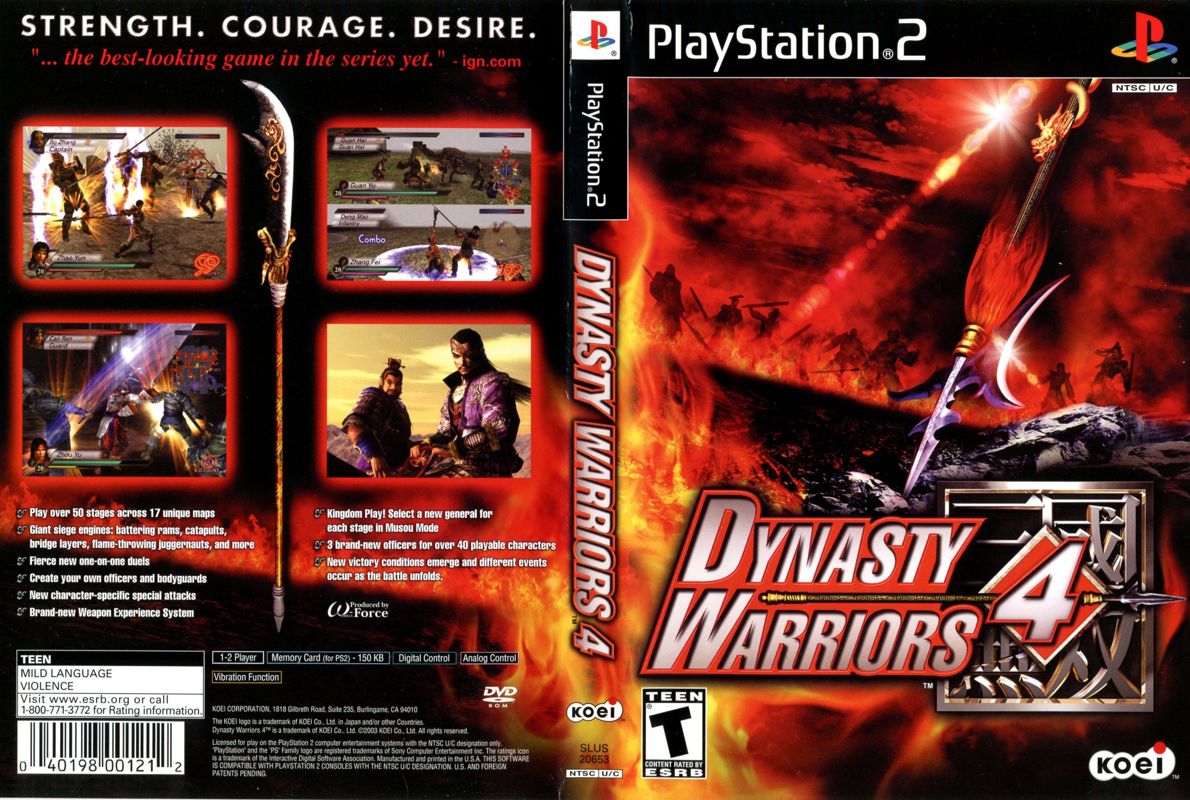 Dynasty Warriors 4 box art for Playstation 2